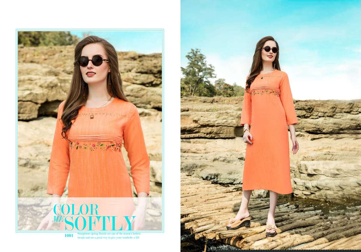 GLORY BY JPGANIYA 1001 TO 1006 SERIES BEAUTIFUL COLORFUL STYLISH FANCY CASUAL WEAR & READY TO WEAR LIQUID COTTON EMBROIDERED KURTIS AT WHOLESALE PRICE