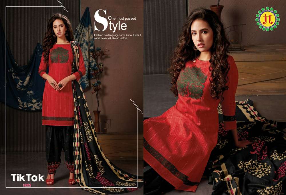 TIK TOK BY JT 1001 TO 1012 SERIES DESIGNER SUITS BEAUTIFUL FANCY COLORFUL STYLISH PARTY WEAR & OCCASIONAL WEAR PURE LAWN COTTON PRINTED DRESSES AT WHOLESALE PRICE
