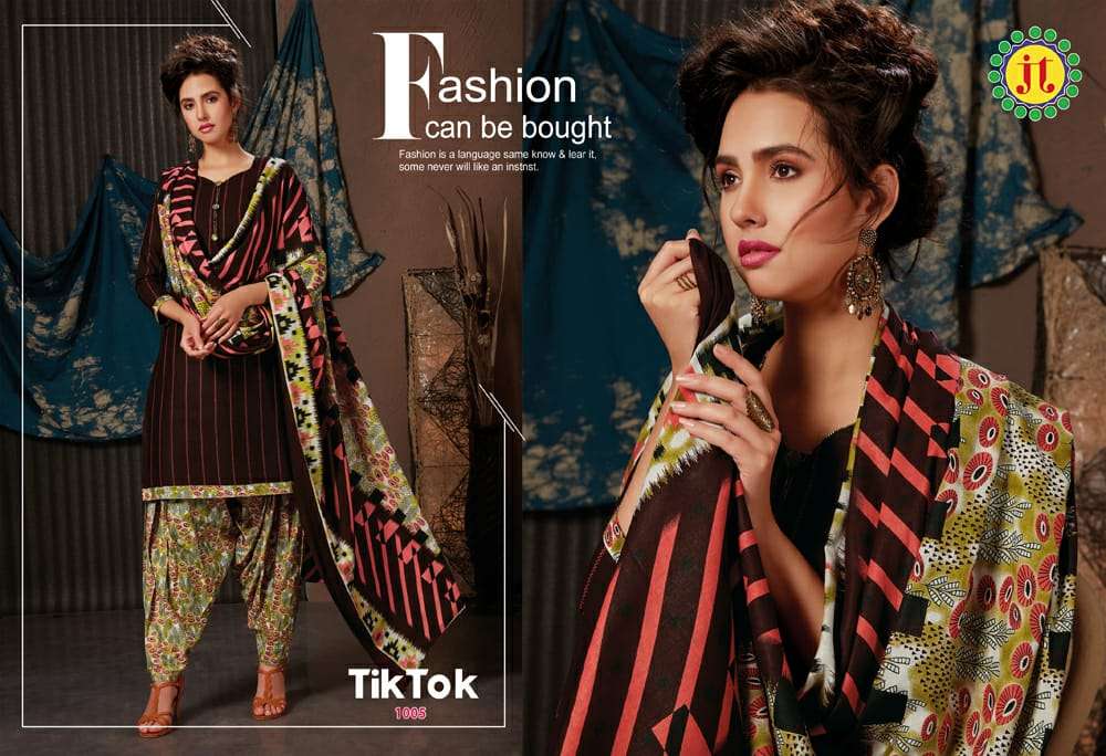 TIK TOK BY JT 1001 TO 1012 SERIES DESIGNER SUITS BEAUTIFUL FANCY COLORFUL STYLISH PARTY WEAR & OCCASIONAL WEAR PURE LAWN COTTON PRINTED DRESSES AT WHOLESALE PRICE