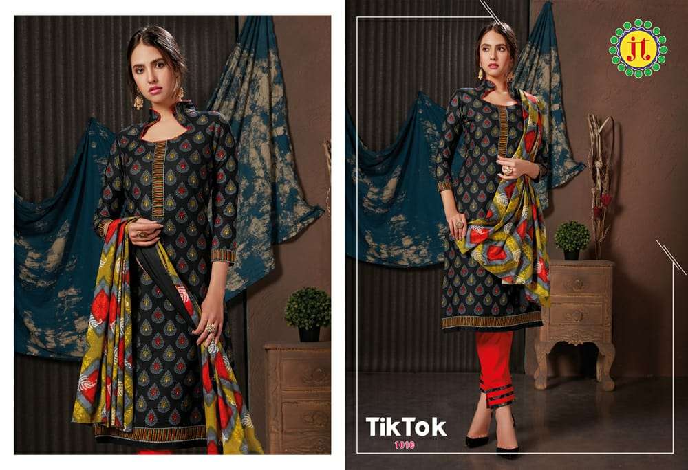 TIK TOK BY JT 1001 TO 1012 SERIES DESIGNER SUITS BEAUTIFUL FANCY COLORFUL STYLISH PARTY WEAR & OCCASIONAL WEAR PURE LAWN COTTON PRINTED DRESSES AT WHOLESALE PRICE