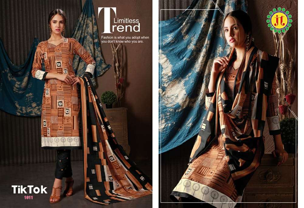 TIK TOK BY JT 1001 TO 1012 SERIES DESIGNER SUITS BEAUTIFUL FANCY COLORFUL STYLISH PARTY WEAR & OCCASIONAL WEAR PURE LAWN COTTON PRINTED DRESSES AT WHOLESALE PRICE