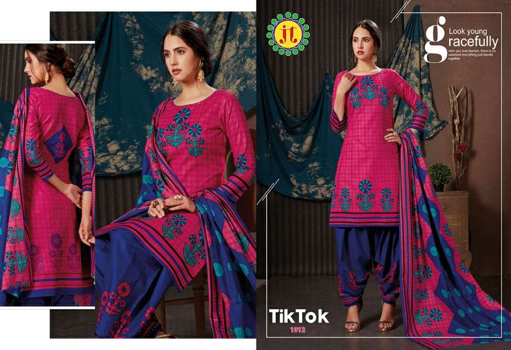TIK TOK BY JT 1001 TO 1012 SERIES DESIGNER SUITS BEAUTIFUL FANCY COLORFUL STYLISH PARTY WEAR & OCCASIONAL WEAR PURE LAWN COTTON PRINTED DRESSES AT WHOLESALE PRICE
