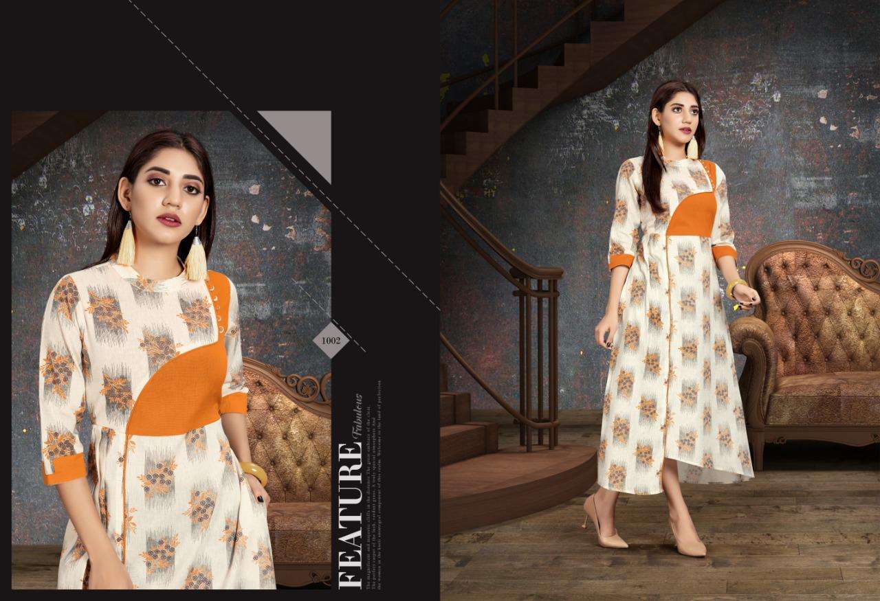 Kavya By Alishka Fashion 1001 To 1008 Series Beautiful Stylish Fancy Colorful Casual Wear & Ethnic Wear & Ready To Wear Tusar Cotton Printed Kurtis At Wholesale Price