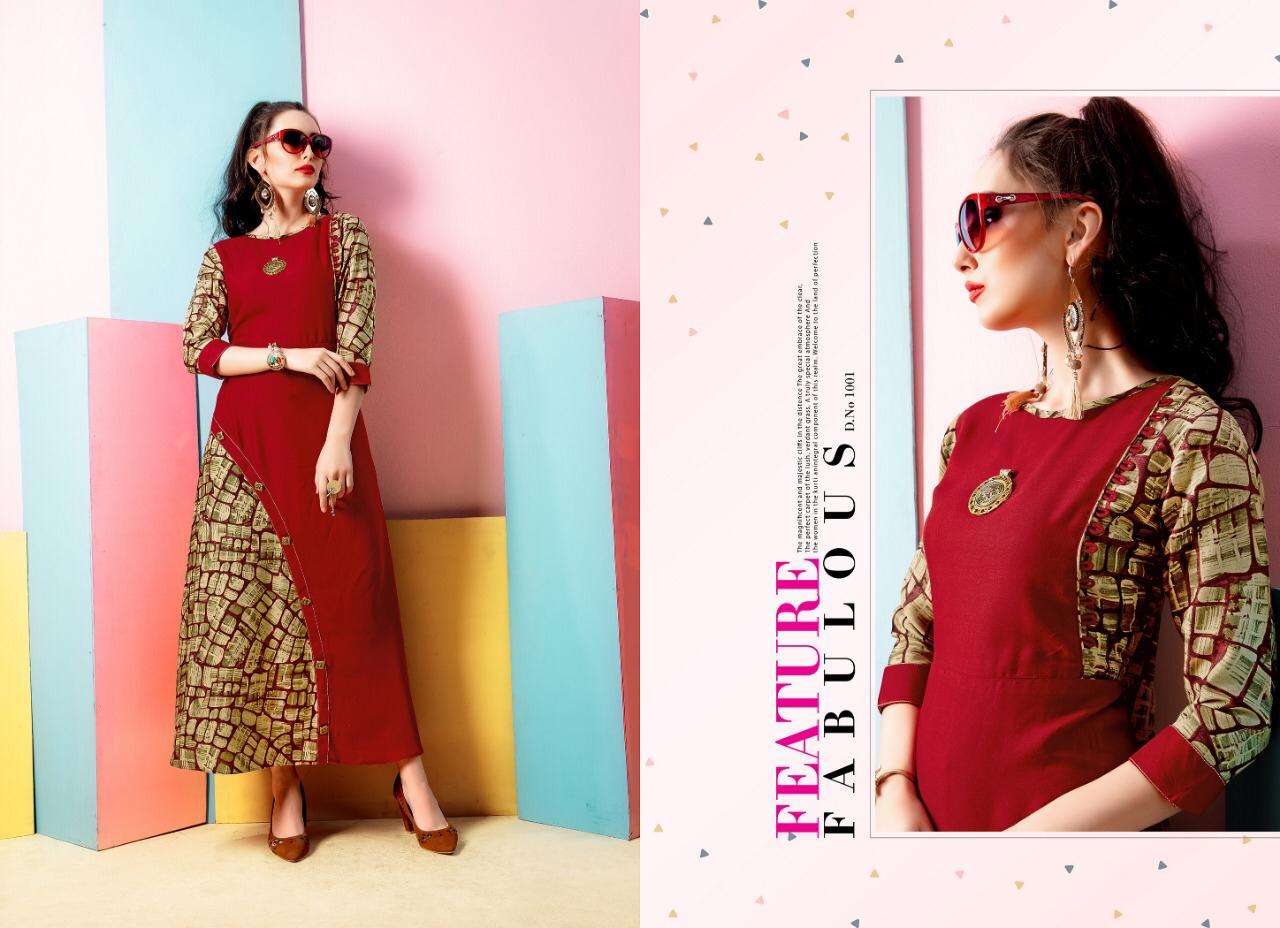 Trendz By Alishka Fashion 1001 To 1006 Series Beautiful Colorful Stylish Fancy Casual Wear & Ethnic Wear & Ready To Wear Rayon Kurtis At Wholesale Price