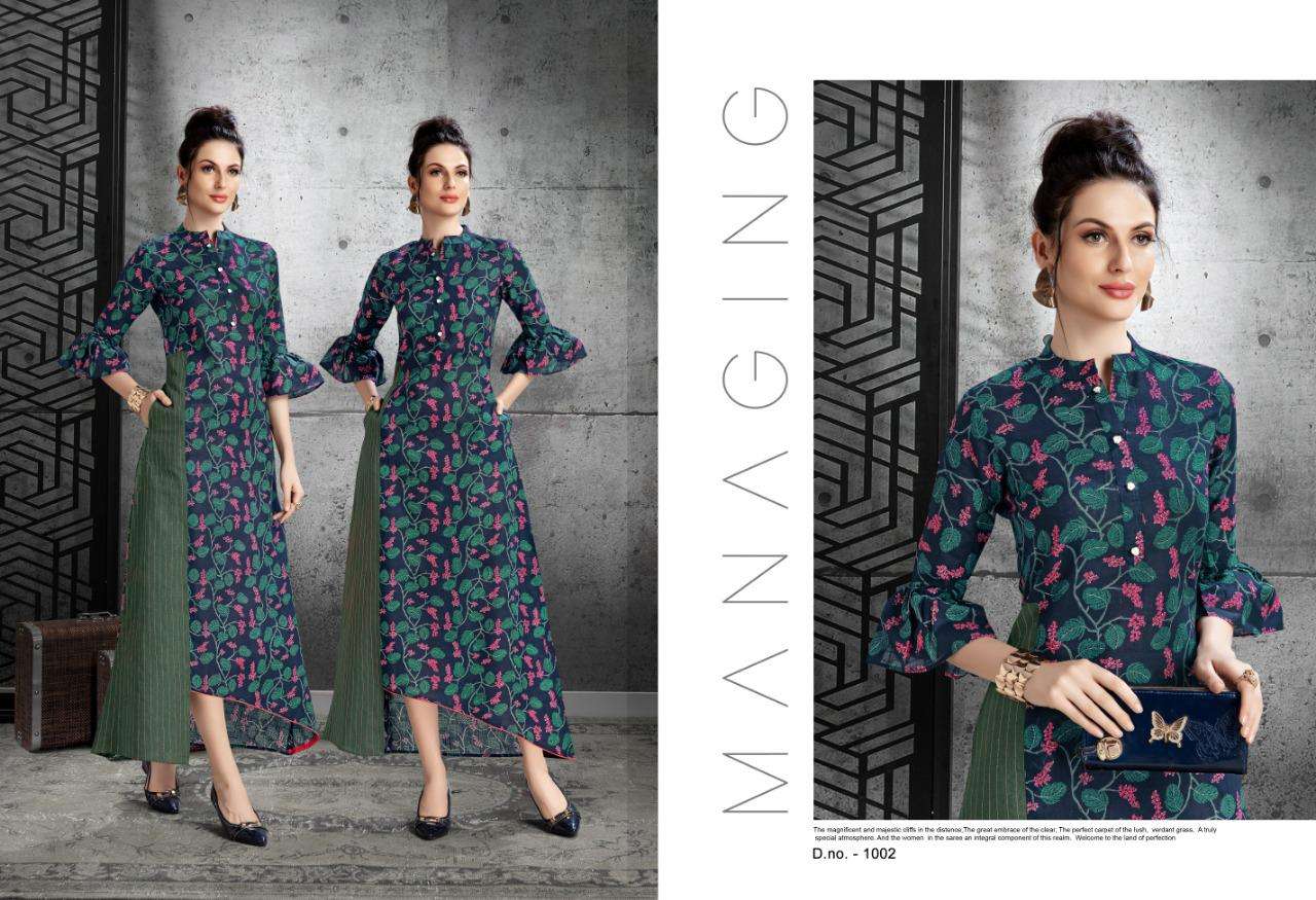 Florance By Alishka Fashion 1001 To 1006 Series Beautiful Stylish Fancy Colorful Casual Wear & Ethnic Wear Cotton Slub Printed Kurtis At Wholesale Price