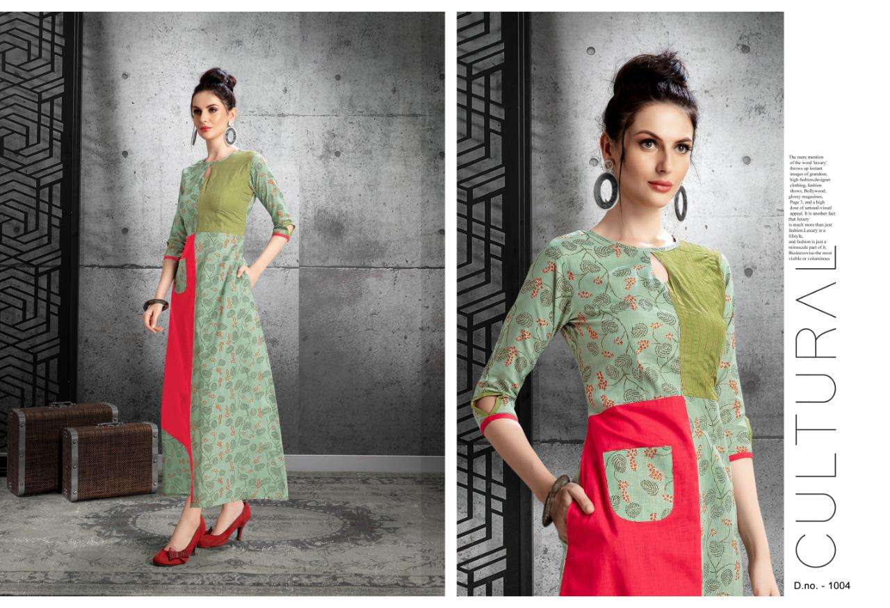 Florance By Alishka Fashion 1001 To 1006 Series Beautiful Stylish Fancy Colorful Casual Wear & Ethnic Wear Cotton Slub Printed Kurtis At Wholesale Price
