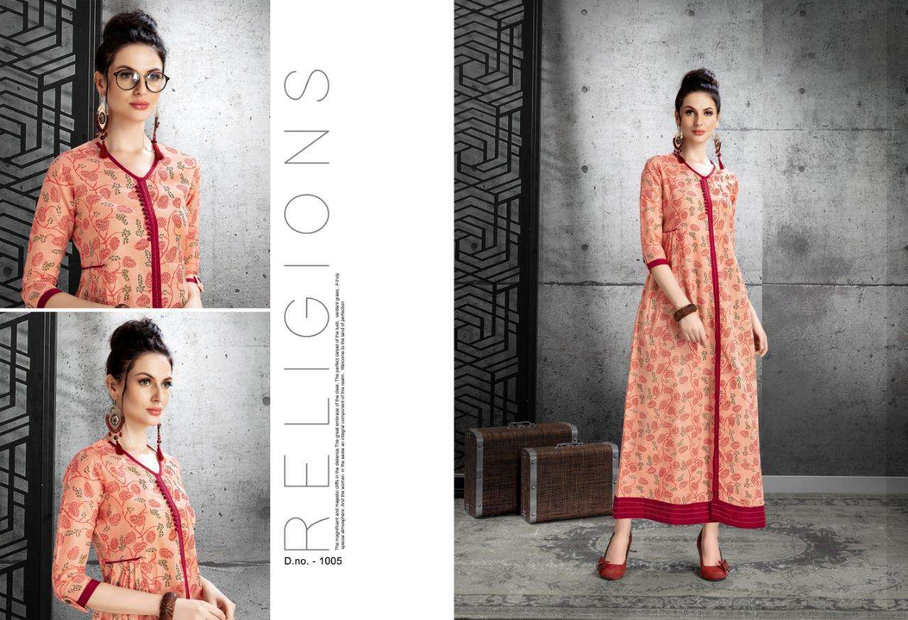 Florance By Alishka Fashion 1001 To 1006 Series Beautiful Stylish Fancy Colorful Casual Wear & Ethnic Wear Cotton Slub Printed Kurtis At Wholesale Price