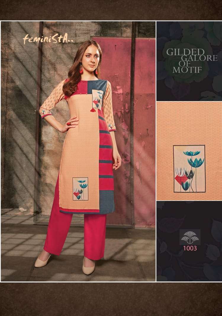 FLORENCE VOL-3 BY FEMINISTA 1001 TO 1008 SERIES BEAUTIFUL COLORFUL STYLISH FANCY CASUAL WEAR & READY TO WEAR RAYON DIGITAL RPINTED KURTIS AT WHOLESALE PRICE