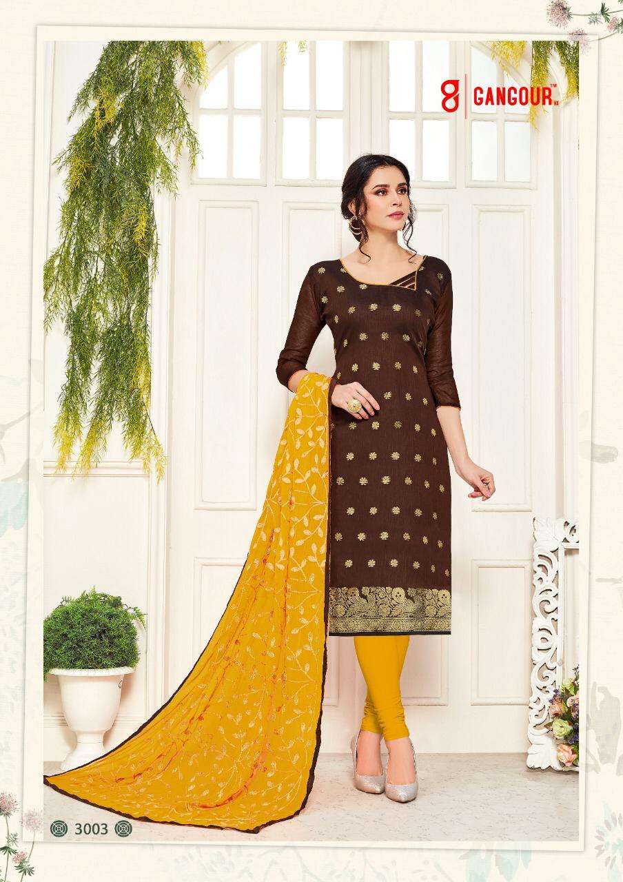 KULFI VOL-3 BY GANGOUR 3001 TO 3012 SERIES BEAUTIFUL SUITS STYLISH FANCY COLORFUL PARTY WEAR & OCCASIONAL WEAR BANARASI PRINTED DRESSES AT WHOLESALE PRICE