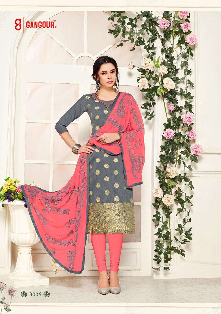 KULFI VOL-3 BY GANGOUR 3001 TO 3012 SERIES BEAUTIFUL SUITS STYLISH FANCY COLORFUL PARTY WEAR & OCCASIONAL WEAR BANARASI PRINTED DRESSES AT WHOLESALE PRICE