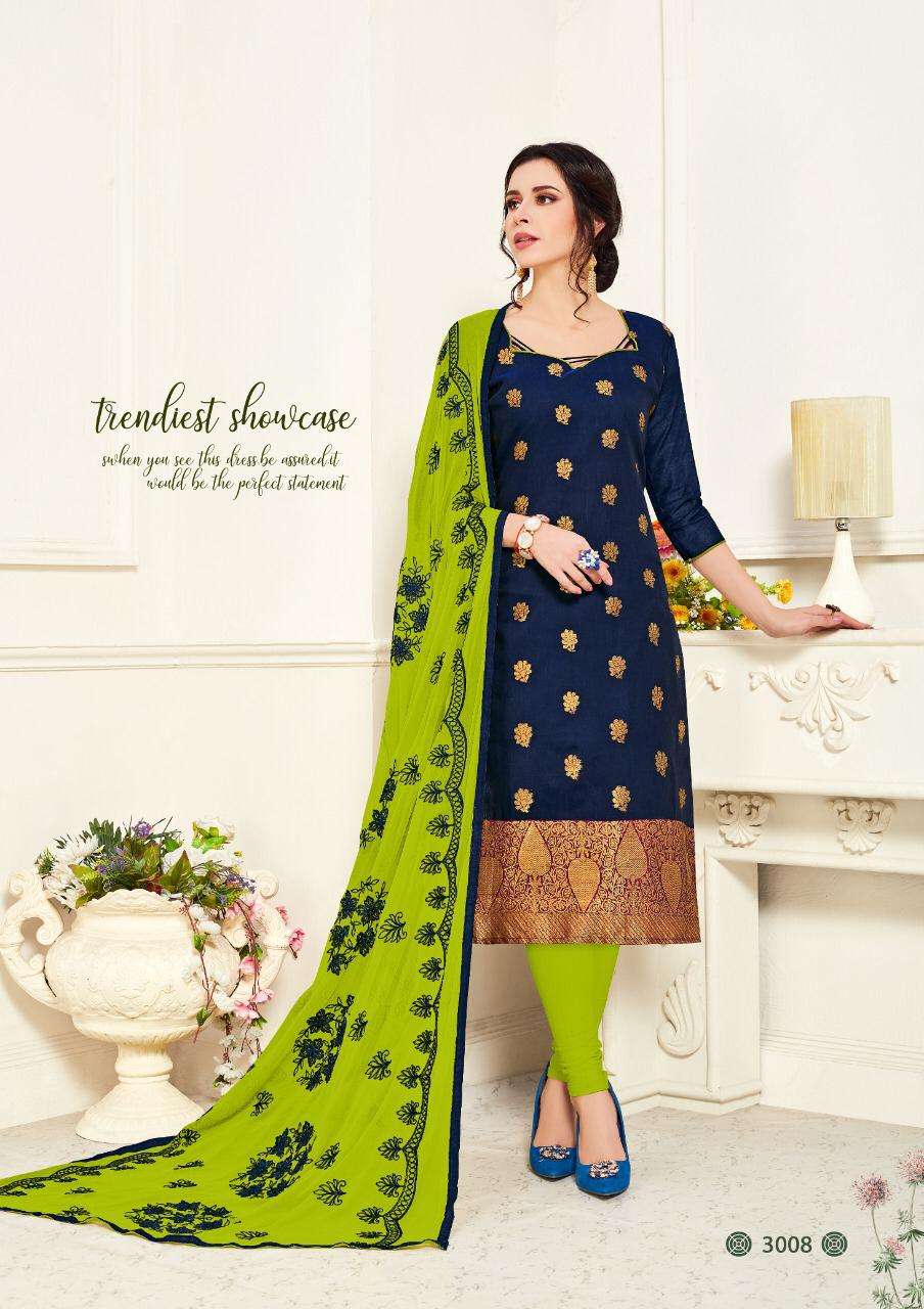 KULFI VOL-3 BY GANGOUR 3001 TO 3012 SERIES BEAUTIFUL SUITS STYLISH FANCY COLORFUL PARTY WEAR & OCCASIONAL WEAR BANARASI PRINTED DRESSES AT WHOLESALE PRICE