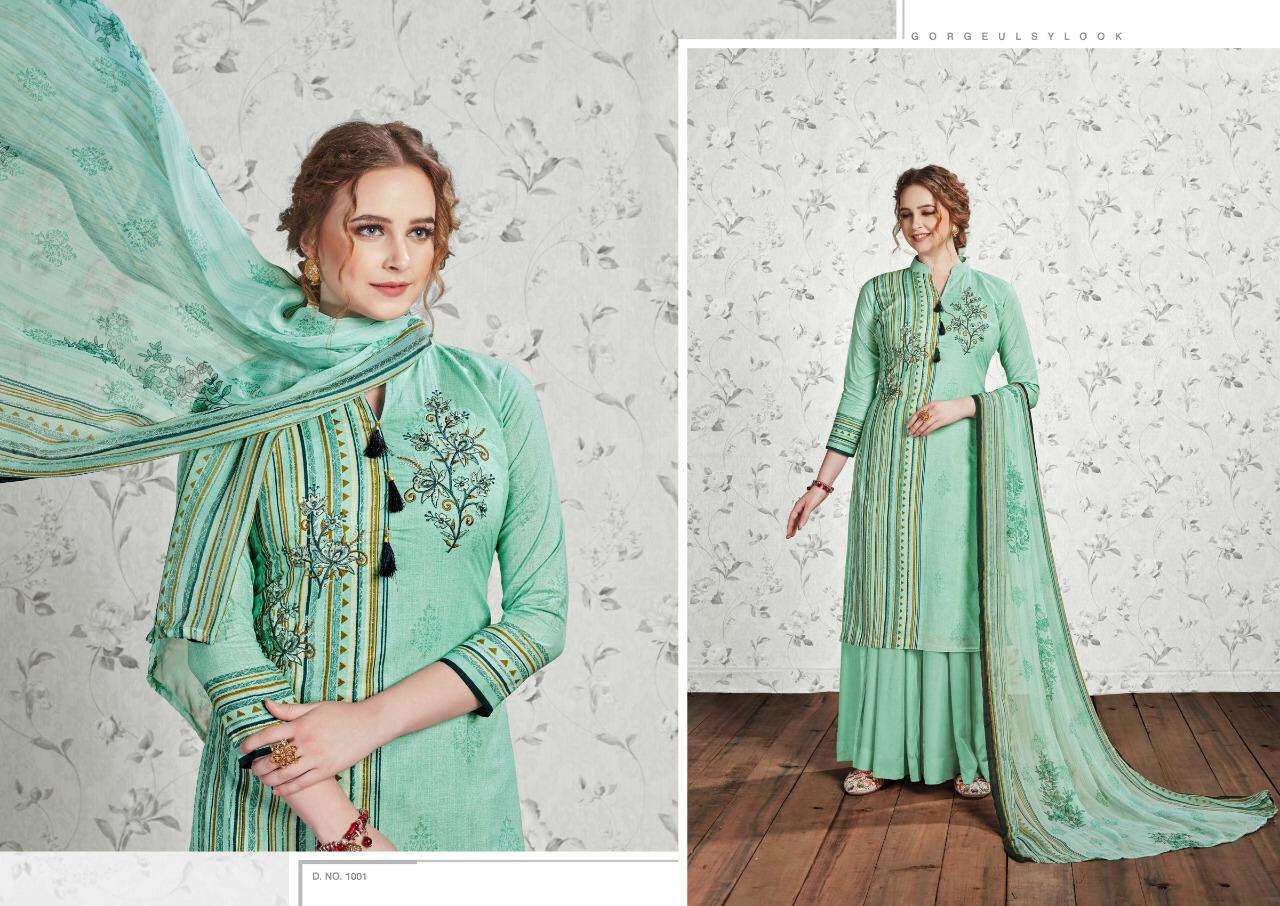 ADAH BY CHANDRA FASHION 1001 TO 1008 SERIES DESIGNER FESTIVE SHARARA SUITS COLLECTION BEAUTIFUL STYLISH FANCY COLORFUL PARTY WEAR & OCCASIONAL WEAR PURE CAMBRIC COTTON PRINTED DRESSES AT WHOLESALE PRICE