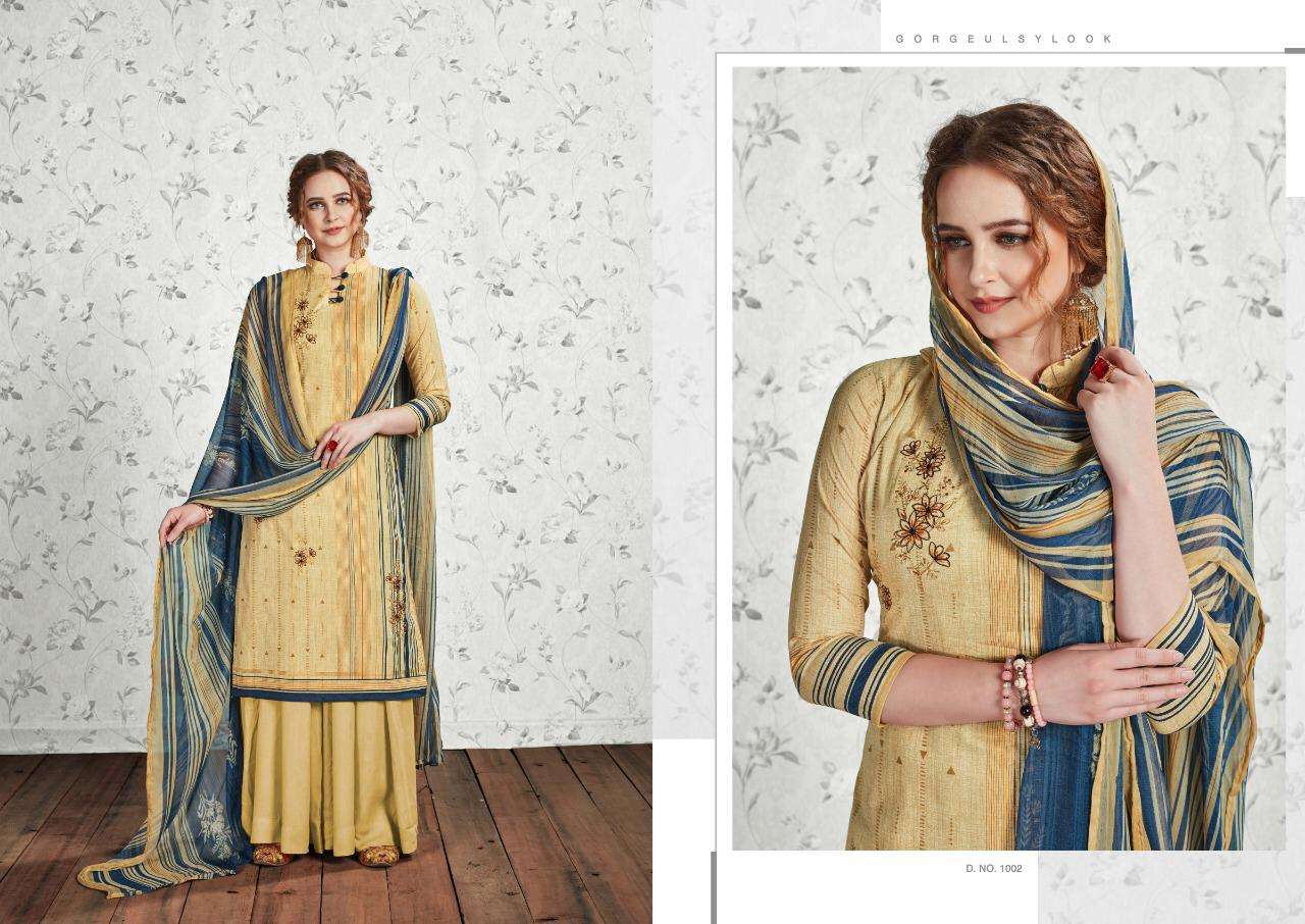 ADAH BY CHANDRA FASHION 1001 TO 1008 SERIES DESIGNER FESTIVE SHARARA SUITS COLLECTION BEAUTIFUL STYLISH FANCY COLORFUL PARTY WEAR & OCCASIONAL WEAR PURE CAMBRIC COTTON PRINTED DRESSES AT WHOLESALE PRICE