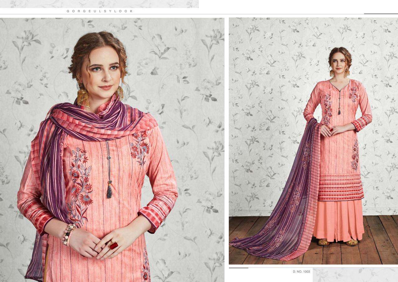 ADAH BY CHANDRA FASHION 1001 TO 1008 SERIES DESIGNER FESTIVE SHARARA SUITS COLLECTION BEAUTIFUL STYLISH FANCY COLORFUL PARTY WEAR & OCCASIONAL WEAR PURE CAMBRIC COTTON PRINTED DRESSES AT WHOLESALE PRICE