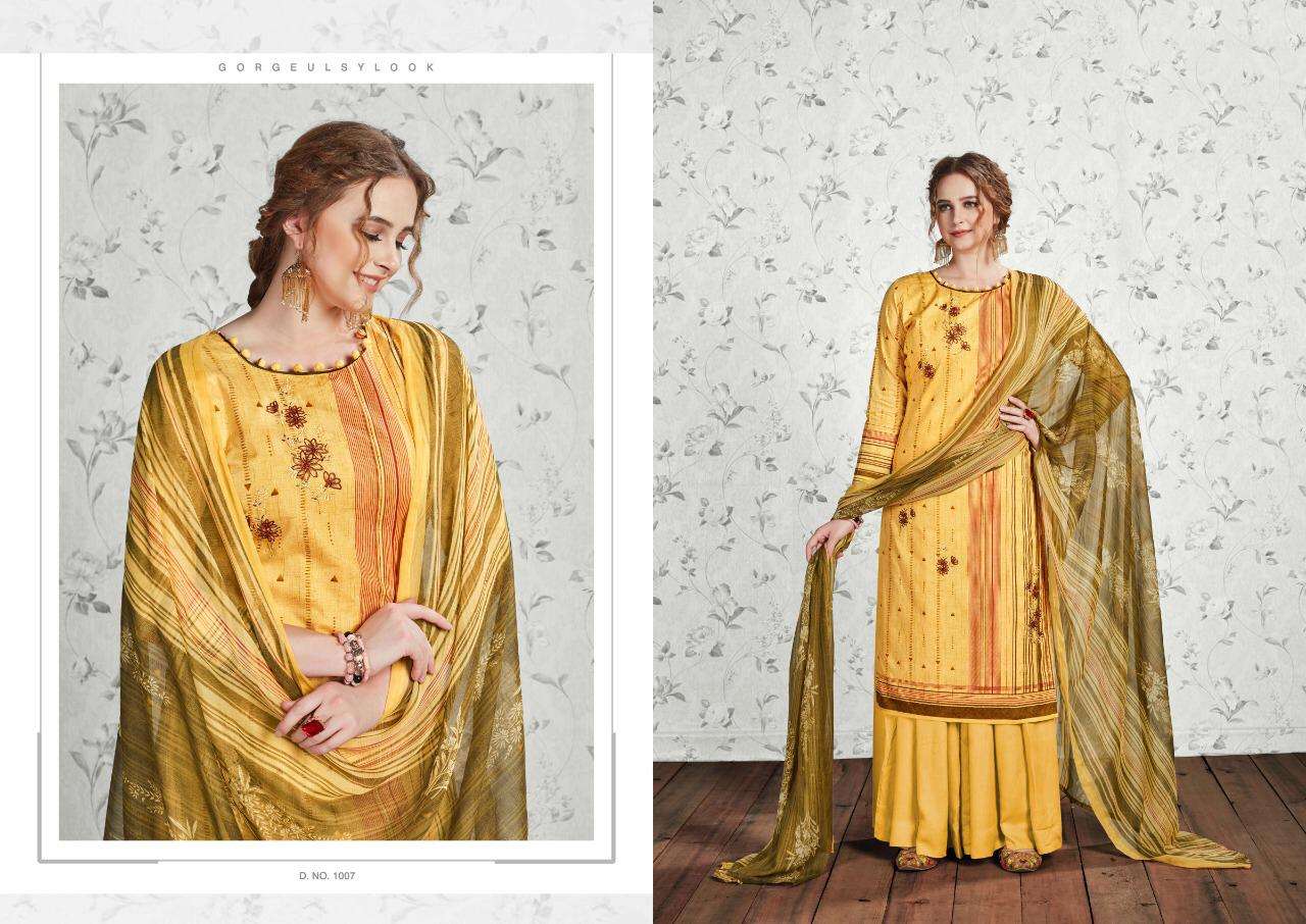 ADAH BY CHANDRA FASHION 1001 TO 1008 SERIES DESIGNER FESTIVE SHARARA SUITS COLLECTION BEAUTIFUL STYLISH FANCY COLORFUL PARTY WEAR & OCCASIONAL WEAR PURE CAMBRIC COTTON PRINTED DRESSES AT WHOLESALE PRICE
