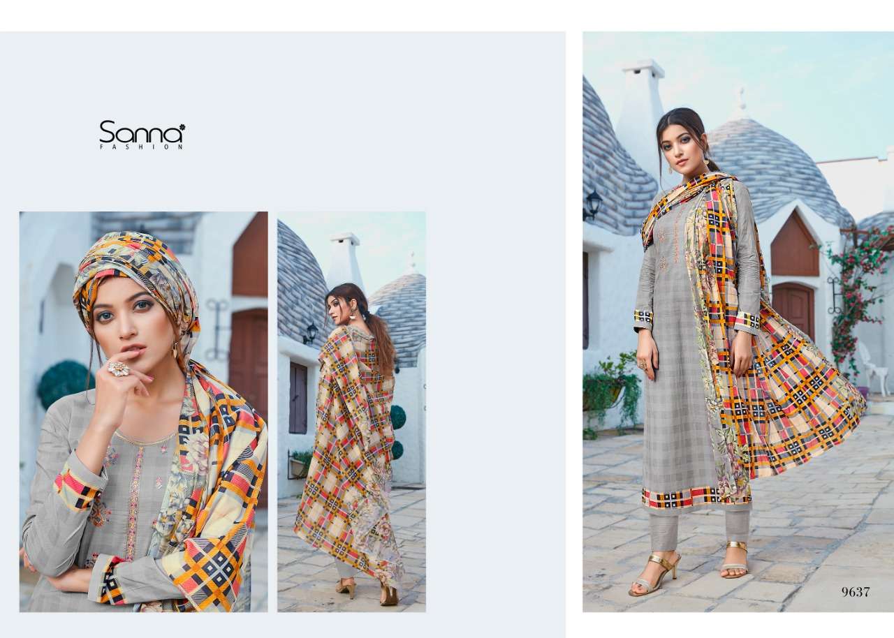 MUSE BY SANNA FASHION 9631 TO 9640 SERIES DESIGNER SUITS COLLECTION BEAUTIFUL STYLISH FANCY COLORFUL PARTY WEAR & OCCASIONAL WEAR PURE AZ COTTON JAM SILK DRESSES AT WHOLESALE PRICE