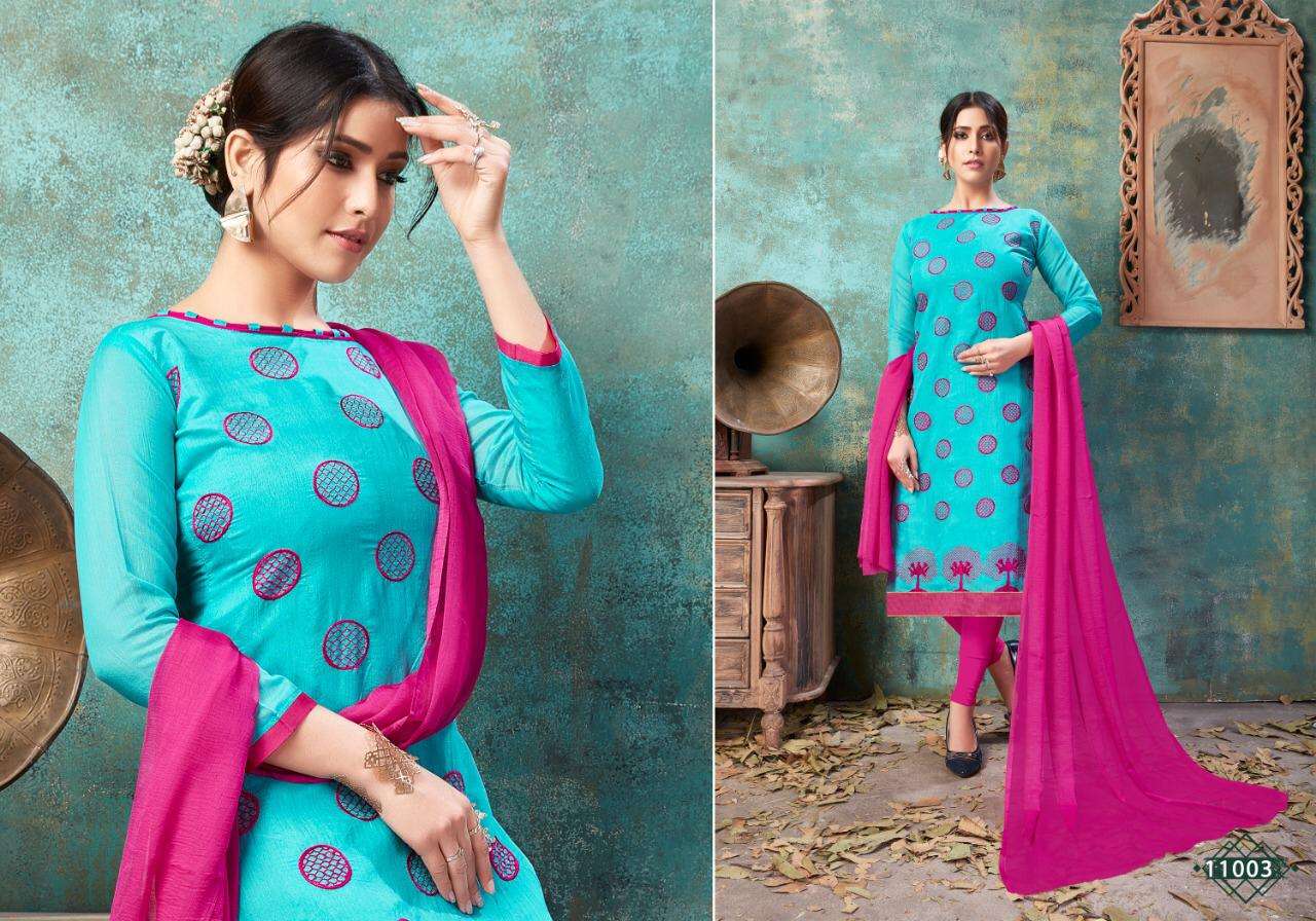 Rasili Vol-11 By Rahul Nx 11001 To 11010 Series Beautiful Winter Suits Collection Stylish Fancy Colorful Casual Wear & Ethnic Wear Chanderi Cotton Embroidery Work Dresses At Wholesale Price