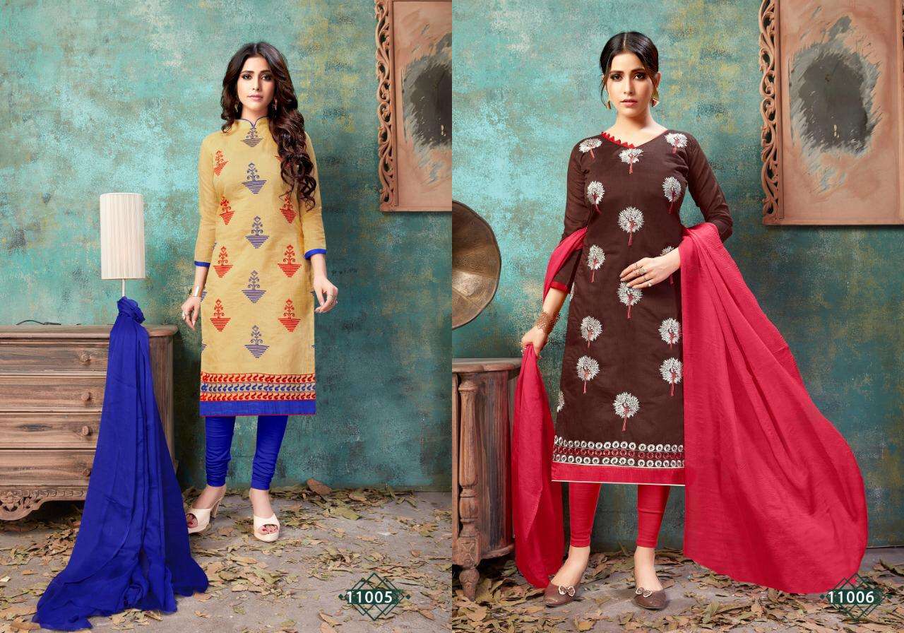 Rasili Vol-11 By Rahul Nx 11001 To 11010 Series Beautiful Winter Suits Collection Stylish Fancy Colorful Casual Wear & Ethnic Wear Chanderi Cotton Embroidery Work Dresses At Wholesale Price