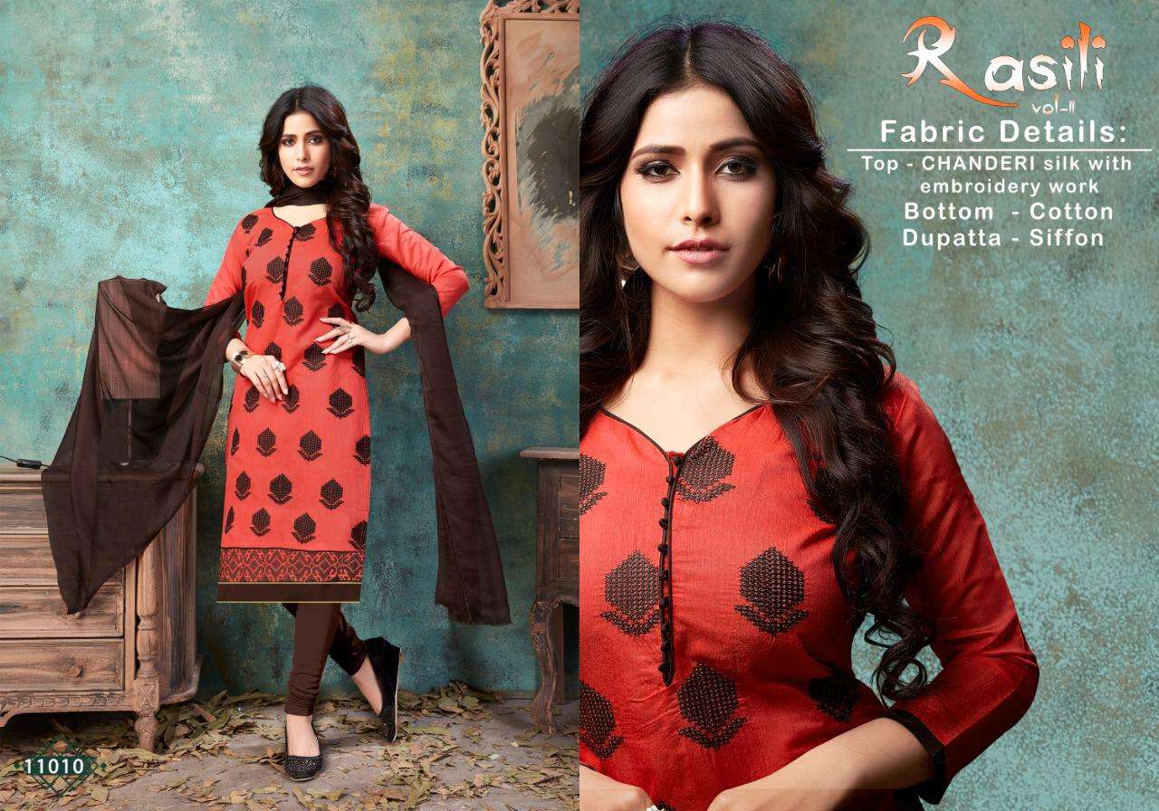 Rasili Vol-11 By Rahul Nx 11001 To 11010 Series Beautiful Winter Suits Collection Stylish Fancy Colorful Casual Wear & Ethnic Wear Chanderi Cotton Embroidery Work Dresses At Wholesale Price