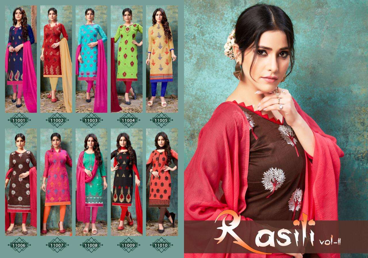 Rasili Vol-11 By Rahul Nx 11001 To 11010 Series Beautiful Winter Suits Collection Stylish Fancy Colorful Casual Wear & Ethnic Wear Chanderi Cotton Embroidery Work Dresses At Wholesale Price