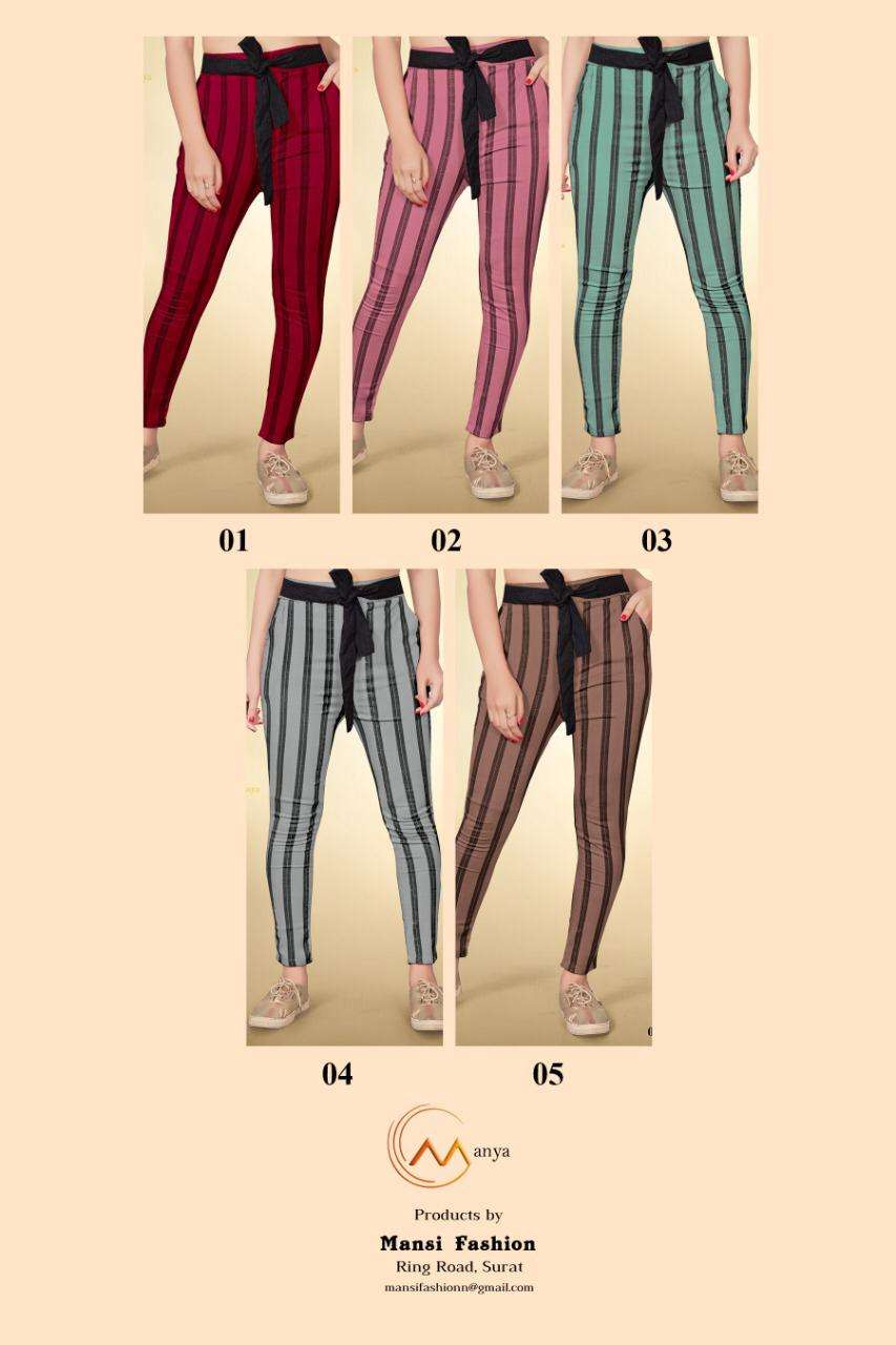 LYCRA BY MANSI FASHION 01 TO 05 SERIES BEAUTIFUL STYLISH FANCY COLORFUL PARTY WEAR & ETHNIC WEAR LYCRA PANTS AT WHOLESALE PRICE