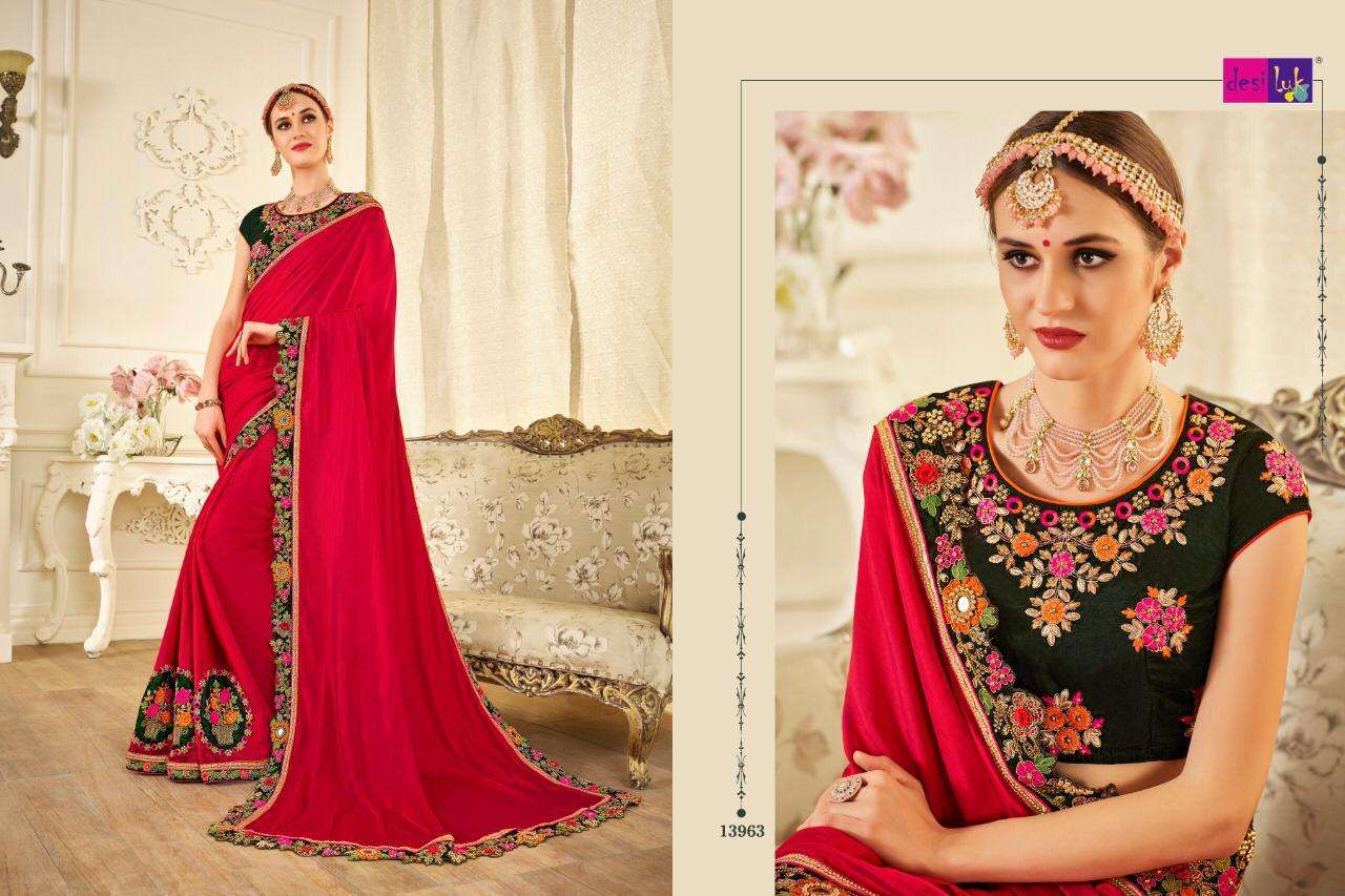 PAVITRA RISHTA VOL-43 BY DESI LUK 13959 TO 13968 SERIES INDIAN TRADITIONAL WEAR COLLECTION BEAUTIFUL STYLISH FANCY COLORFUL PARTY WEAR & OCCASIONAL WEAR FANCY SAREES AT WHOLESALE PRICE