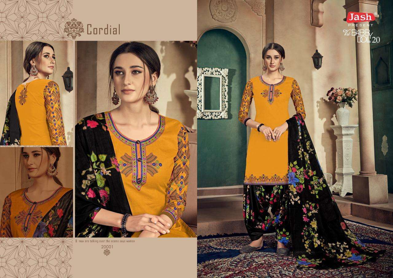 BABBY DOL VOL-20 BY JASH 20001 TO 20012 SERIES BEAUTIFUL STYLISH PATIALA SUITS FANCY COLORFUL CASUAL WEAR & ETHNIC WEAR & READY TO WEAR PURE COTTON PRINTED DRESSES AT WHOLESALE PRICE