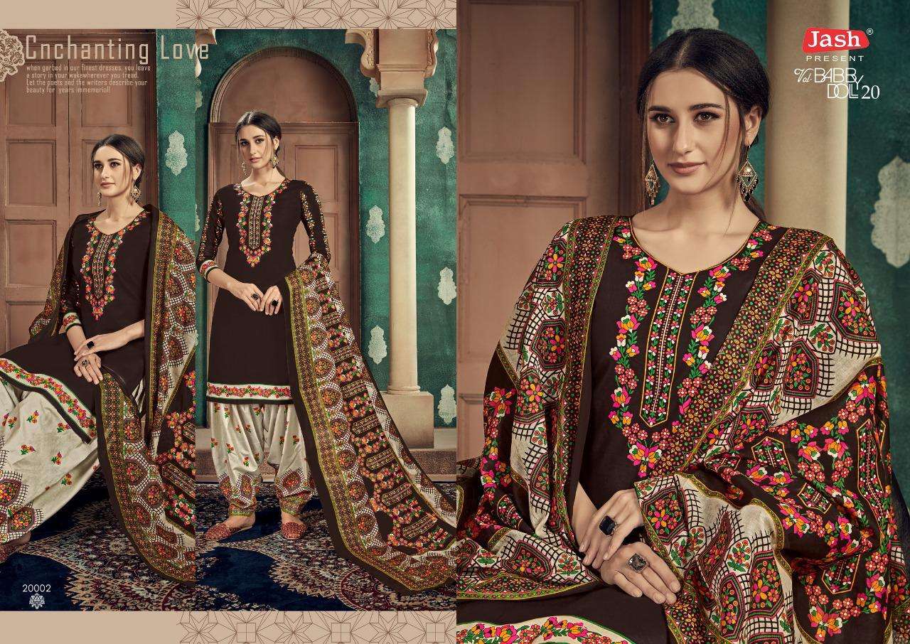 BABBY DOL VOL-20 BY JASH 20001 TO 20012 SERIES BEAUTIFUL STYLISH PATIALA SUITS FANCY COLORFUL CASUAL WEAR & ETHNIC WEAR & READY TO WEAR PURE COTTON PRINTED DRESSES AT WHOLESALE PRICE