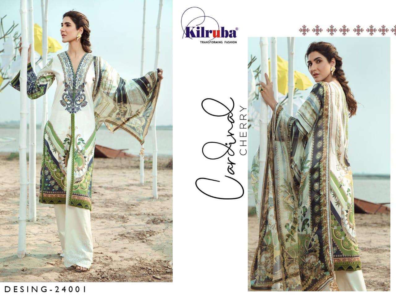 FIRDOUS LAWN COLLECTION 2020 BY KILRUBA 24001 TO 24004 SERIES PAKISTANI SUITS BEAUTIFUL FANCY COLORFUL STYLISH PARTY WEAR & OCCASIONAL WEAR LAWN DIGITAL PRINTED WITH EMBROIDERY DRESSES AT WHOLESALE PRICE