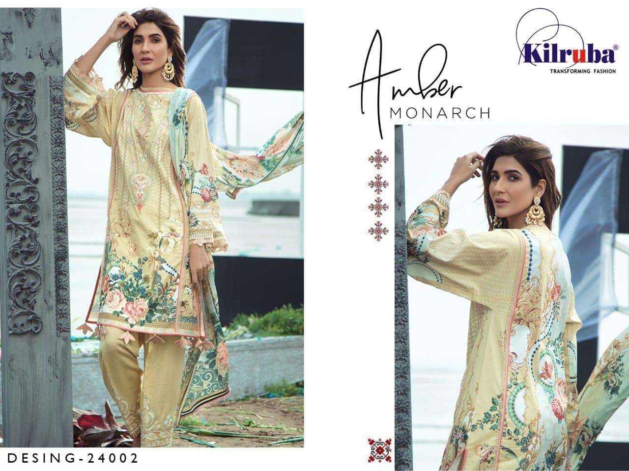 FIRDOUS LAWN COLLECTION 2020 BY KILRUBA 24001 TO 24004 SERIES PAKISTANI SUITS BEAUTIFUL FANCY COLORFUL STYLISH PARTY WEAR & OCCASIONAL WEAR LAWN DIGITAL PRINTED WITH EMBROIDERY DRESSES AT WHOLESALE PRICE