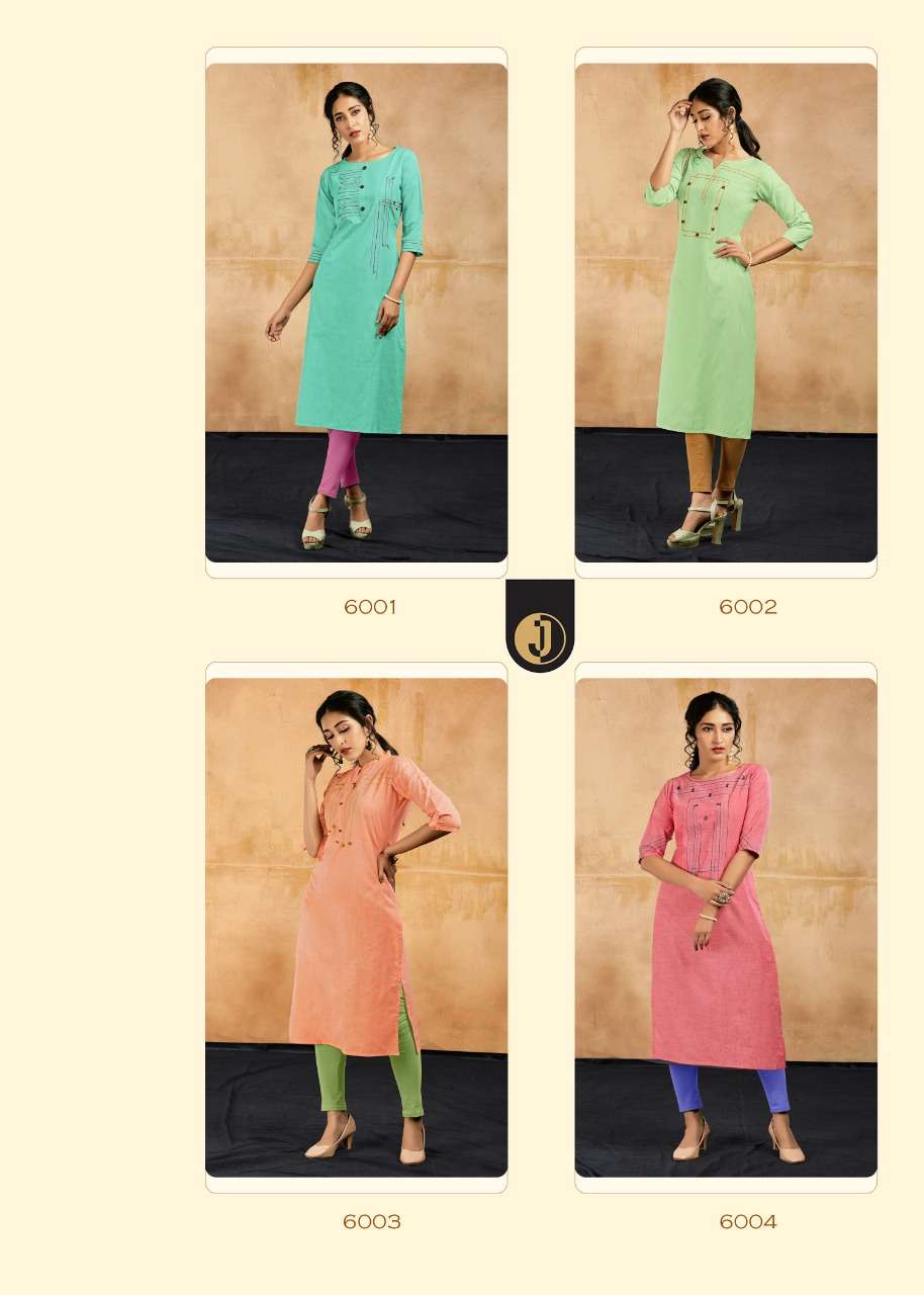 GLAMOUR BY JOGANIYA 6001 TO 6004 SERIES BEAUTIFUL STYLISH FANCY COLORFUL CASUAL WEAR & ETHNIC WEAR & READY TO WEAR COTTON EMBROIDERED KURTIS AT WHOLESALE PRICE