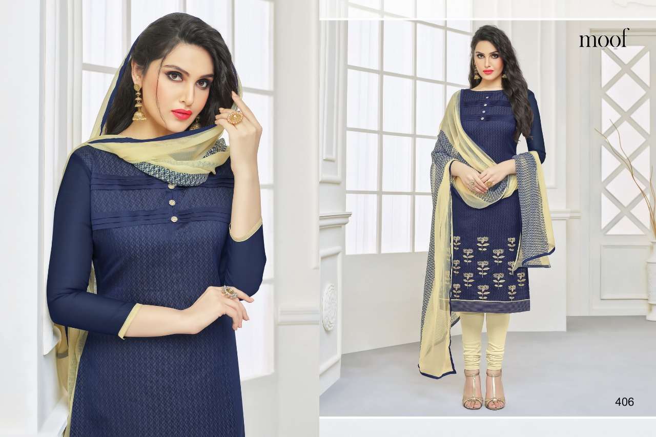 SHAISTA VOL-5 BY MOOF FASHION 405 TO 412 SERIES BEAUTIFUL SUITS COLORFUL STYLISH FANCY CASUAL WEAR & ETHNIC WEAR MODAL WITH COTTON INNER DRESSES AT WHOLESALE PRICE