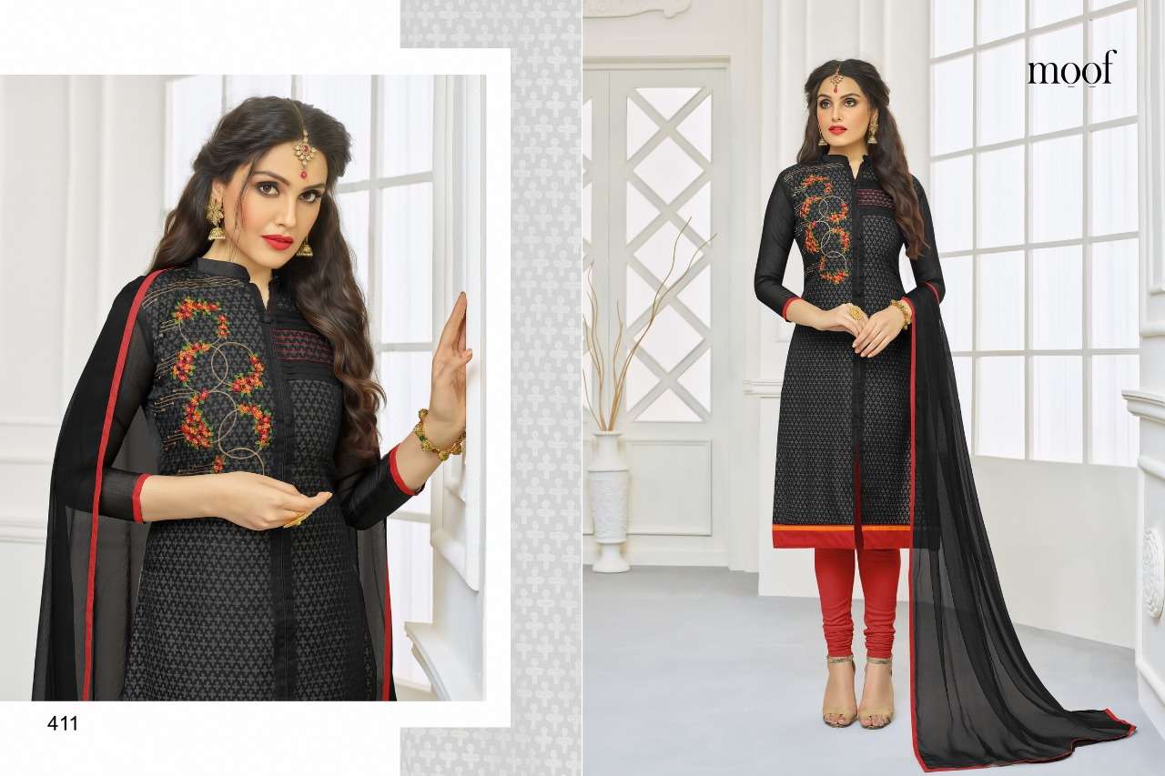SHAISTA VOL-5 BY MOOF FASHION 405 TO 412 SERIES BEAUTIFUL SUITS COLORFUL STYLISH FANCY CASUAL WEAR & ETHNIC WEAR MODAL WITH COTTON INNER DRESSES AT WHOLESALE PRICE