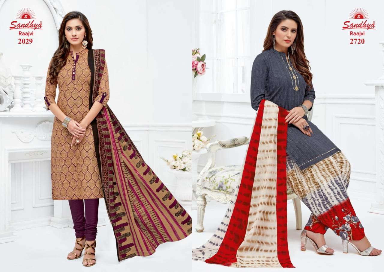RAAJVI BY SANDHYA 2014 TO 2027 SERIES BEAUTIFUL SUITS STYLISH FANCY COLORFUL PARTY WEAR & ETHNIC WEAR COTTON PRINTED DRESSES AT WHOLESALE PRICE