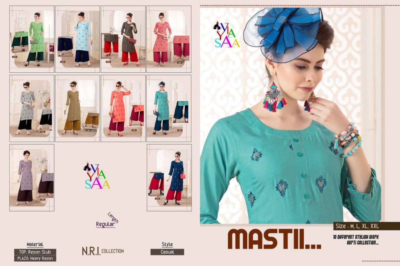 MASTII BY VIYASSA 01 TO 10 SERIES BEAUTIFUL COLORFUL STYLISH FANCY CASUAL WEAR & ETHNIC WEAR & READY TO WEAR RAYON SLUB KURTIS AT WHOLESALE PRICE