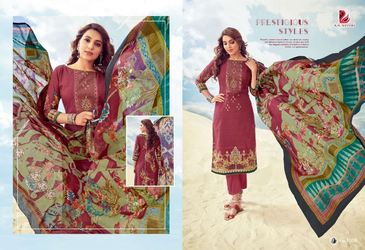 FIZAA BY KALAHANSH 1001 TO 1006 SERIES BEAUTIFUL SUITS STYLISH FANCY COLORFUL PARTY WEAR & ETHNIC WEAR LAWN COTTON DIGITAL PRINTED DRESSES AT WHOLESALE PRICE