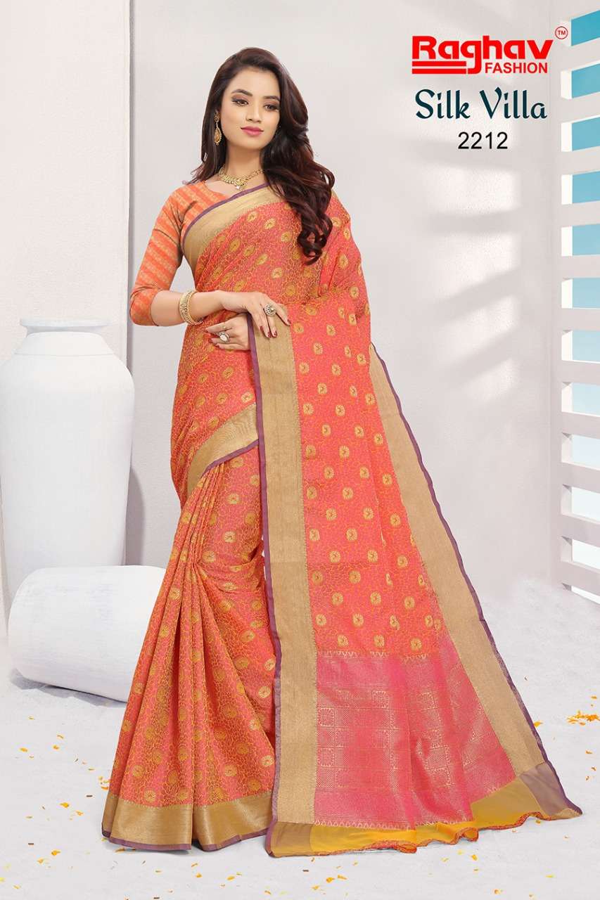 SILK VILLA BY RAGHAV FASHION 2209 TO 2216 SERIES INDIAN TRADITIONAL WEAR COLLECTION BEAUTIFUL STYLISH FANCY COLORFUL PARTY WEAR & OCCASIONAL WEAR RUCHI COTTON SAREES AT WHOLESALE PRICE