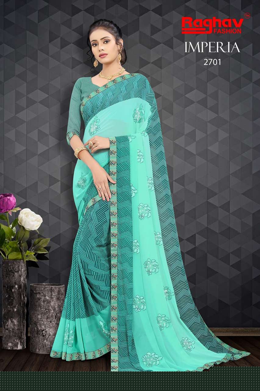 IMPERIA BY RAGHAV FASHION 2701 TO 2708 SERIES INDIAN TRADITIONAL WEAR COLLECTION BEAUTIFUL STYLISH FANCY COLORFUL PARTY WEAR & OCCASIONAL WEAR WEIGHTLESS SAREES AT WHOLESALE PRICE