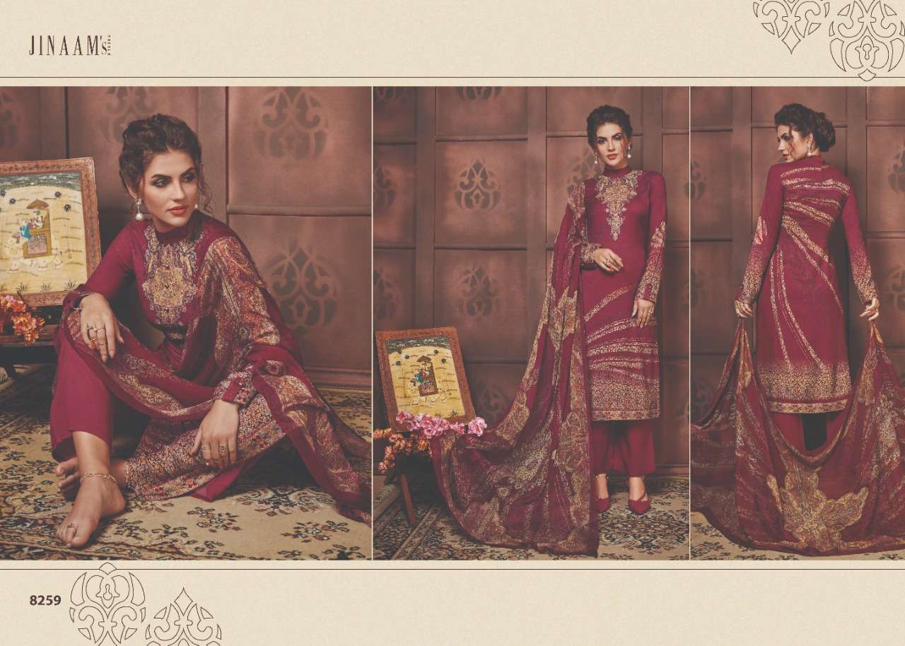 ELISSA BY JINAAM DRESSES 8256 TO 8261 SERIES BEAUTIFUL SUITS STYLISH FANCY COLORFUL PARTY WEAR & ETHNIC WEAR COTTON SATIN DIGITAL PRINTED DRESSES AT WHOLESALE PRICE