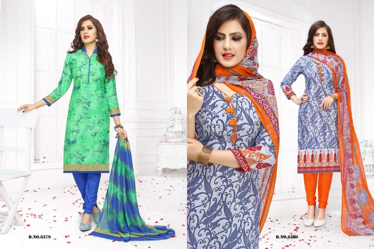 VIVID VOL-15 BY VISHNU PRINTS 6373 TO 6384 SERIES BEAUTIFUL SUITS STYLISH FANCY COLORFUL PARTY WEAR & ETHNIC WEAR FRENCH PRINTED DRESSES AT WHOLESALE PRICE