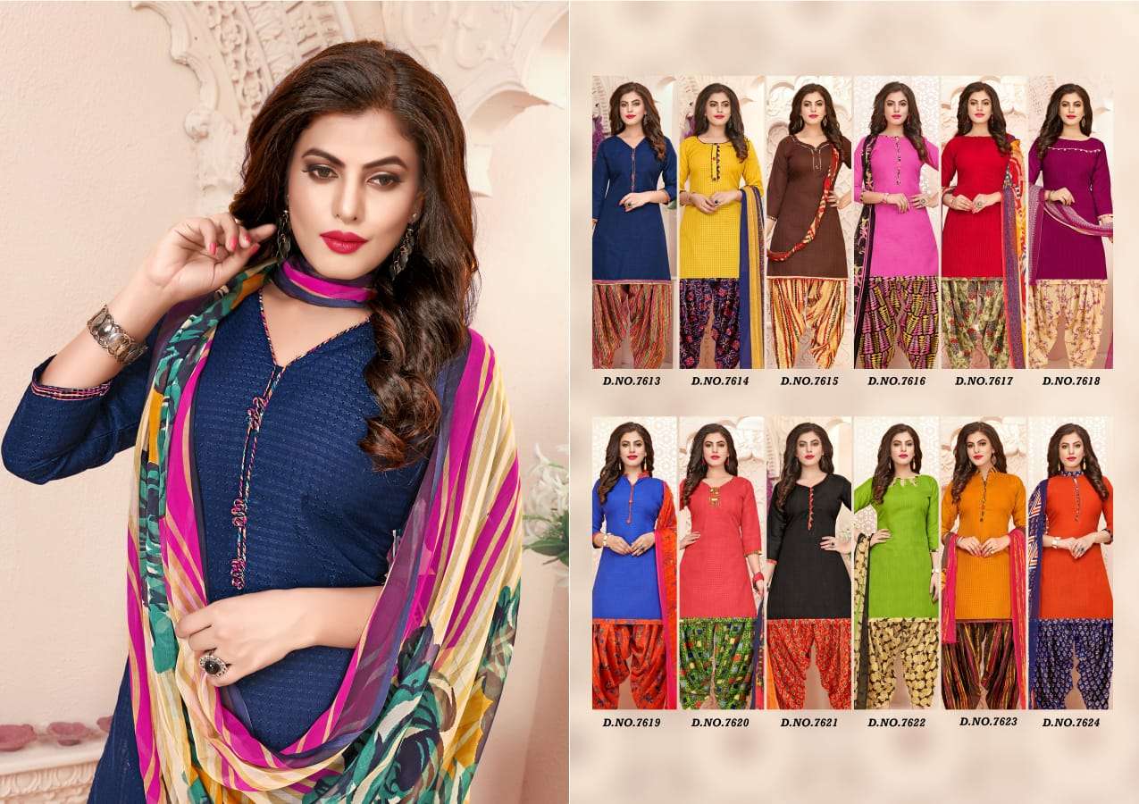 SHANDAR VOL-2 BY VISHNU PRINTS 7613 TO 7614 SERIES BEAUTIFUL SUITS STYLISH FANCY COLORFUL PARTY WEAR & ETHNIC WEAR SPUN DOBBY PRINTED DRESSES AT WHOLESALE PRICE