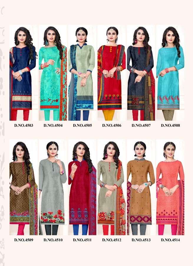 KAVYA VOL-8 BY VISHNU PRINTS 4503 TO 4514 SERIES BEAUTIFUL SUITS STYLISH FANCY COLORFUL PARTY WEAR & ETHNIC WEAR TURKEY PRINTED DRESSES AT WHOLESALE PRICE