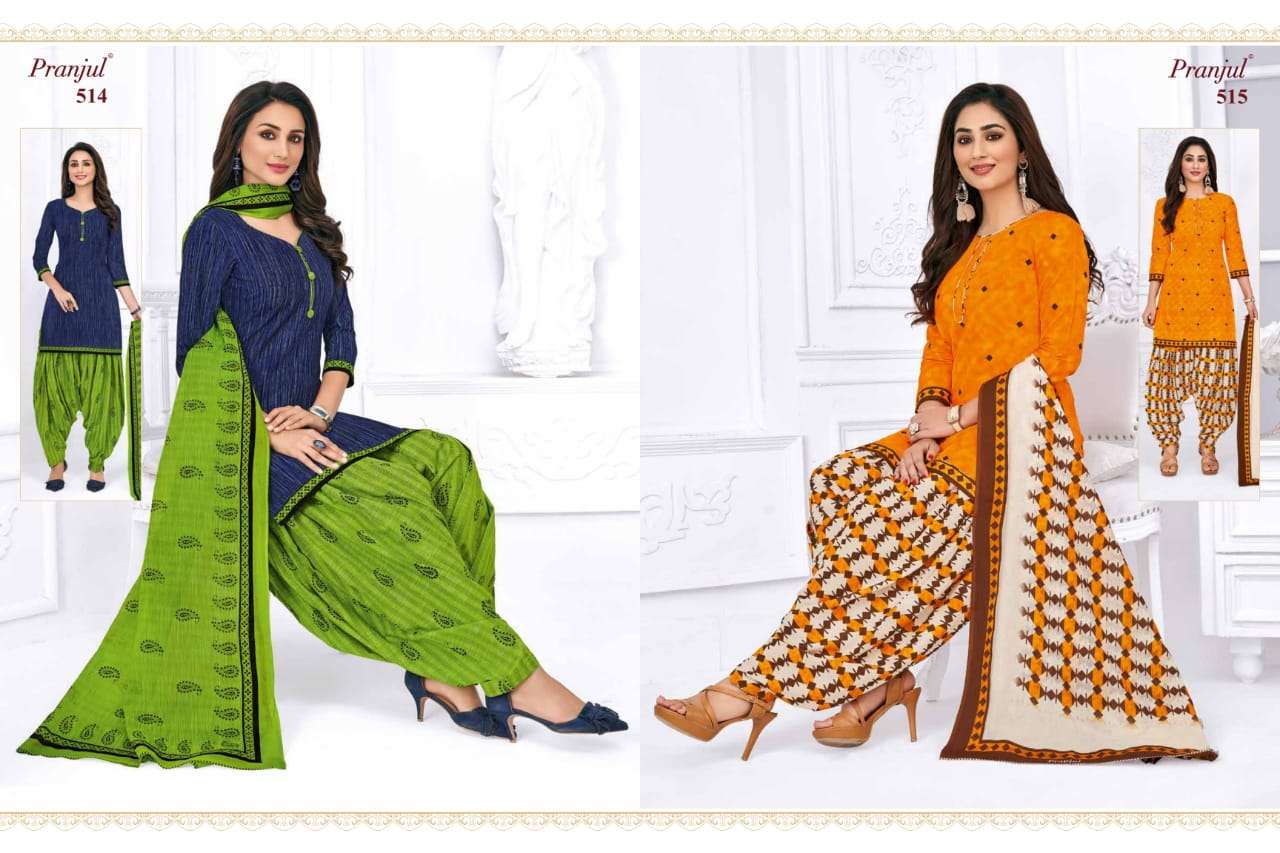 PRIYANKA VOL-5 BY PRANJUL CREATION 501 TO 530 SERIES BEAUTIFUL STYLISH PATIALA SUITS FANCY COLORFUL CASUAL WEAR & ETHNIC WEAR & READY TO WEAR COTTON PRINTED DRESSES AT WHOLESALE PRICE