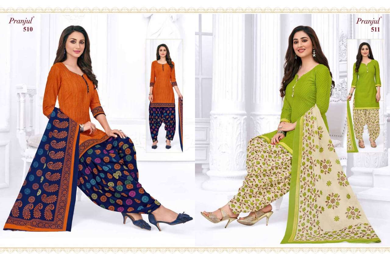 PRIYANKA VOL-5 BY PRANJUL CREATION 501 TO 530 SERIES BEAUTIFUL STYLISH PATIALA SUITS FANCY COLORFUL CASUAL WEAR & ETHNIC WEAR & READY TO WEAR COTTON PRINTED DRESSES AT WHOLESALE PRICE