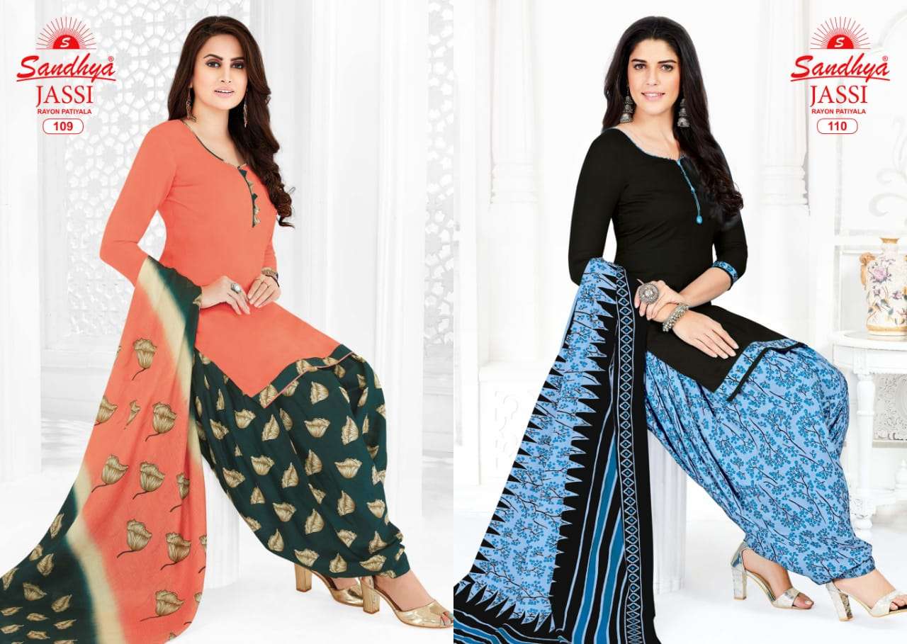 JASSI BY SANDHYA 101 TO 115 SERIES BEAUTIFUL SUITS STYLISH FANCY COLORFUL PARTY WEAR & ETHNIC WEAR RAYON PRINTED DRESSES AT WHOLESALE PRICE