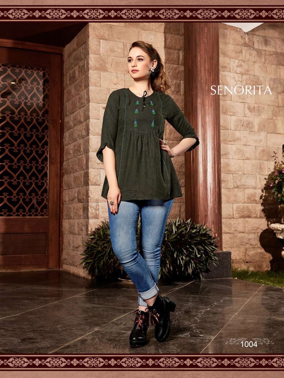 SENORITA BY ART RIDDHS 1001 TO 1006 SERIES BEAUTIFUL STYLISH FANCY COLORFUL CASUAL WEAR & ETHNIC WEAR DYED PRINTED TOPS AT WHOLESALE PRICE