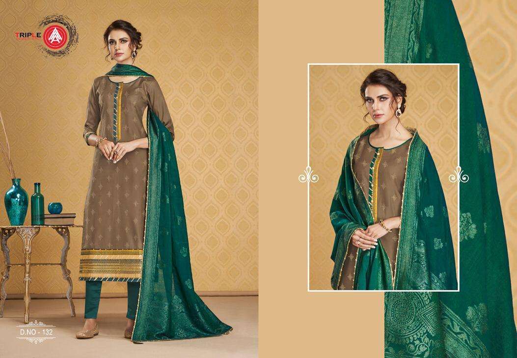 KASTURI BY TRIPLE 131 TO 136 SERIES BEAUTIFUL SUITS STYLISH FANCY COLORFUL PARTY WEAR & ETHNIC WEAR JAM SILK WITH WORK DRESSES AT WHOLESALE PRICE