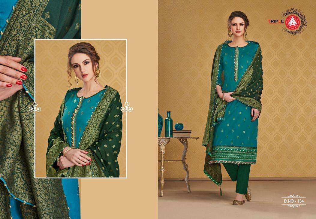 KASTURI BY TRIPLE 131 TO 136 SERIES BEAUTIFUL SUITS STYLISH FANCY COLORFUL PARTY WEAR & ETHNIC WEAR JAM SILK WITH WORK DRESSES AT WHOLESALE PRICE