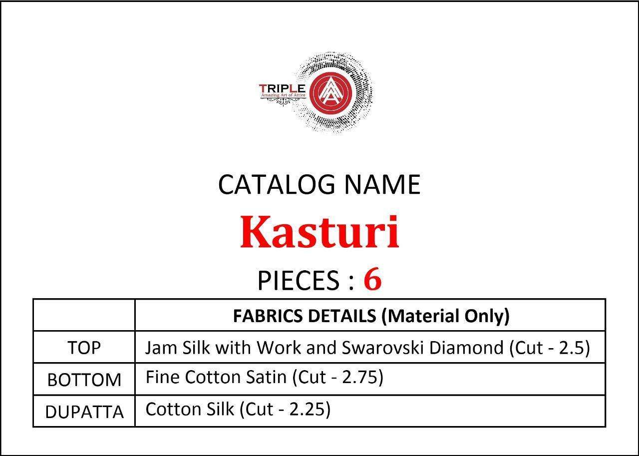 KASTURI BY TRIPLE 131 TO 136 SERIES BEAUTIFUL SUITS STYLISH FANCY COLORFUL PARTY WEAR & ETHNIC WEAR JAM SILK WITH WORK DRESSES AT WHOLESALE PRICE