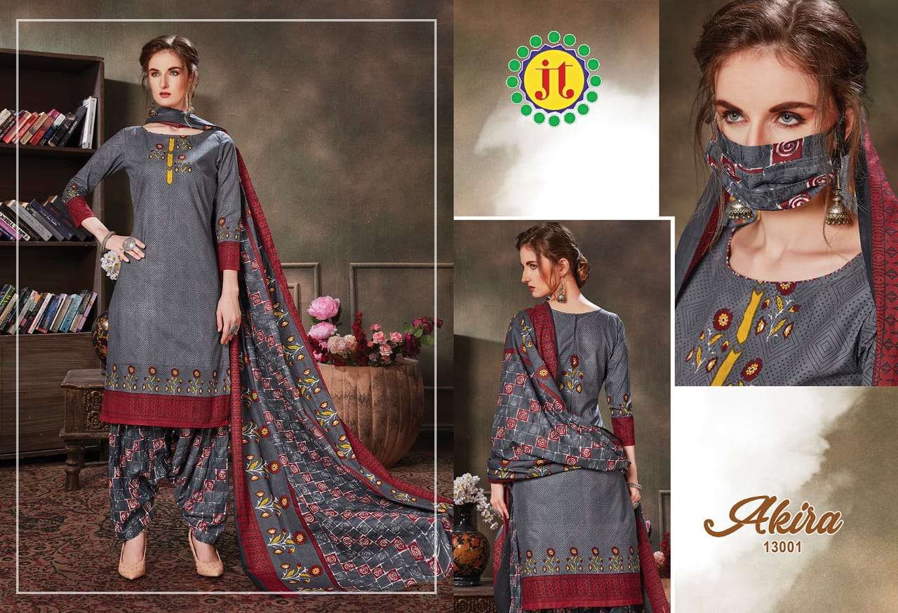 AKIRA VOL-13 BY JT 13001 TO 13015 SERIES BEAUTIFUL SUITS STYLISH FANCY COLORFUL PARTY WEAR & ETHNIC WEAR PURE COTTON PRINTED DRESSES AT WHOLESALE PRICE